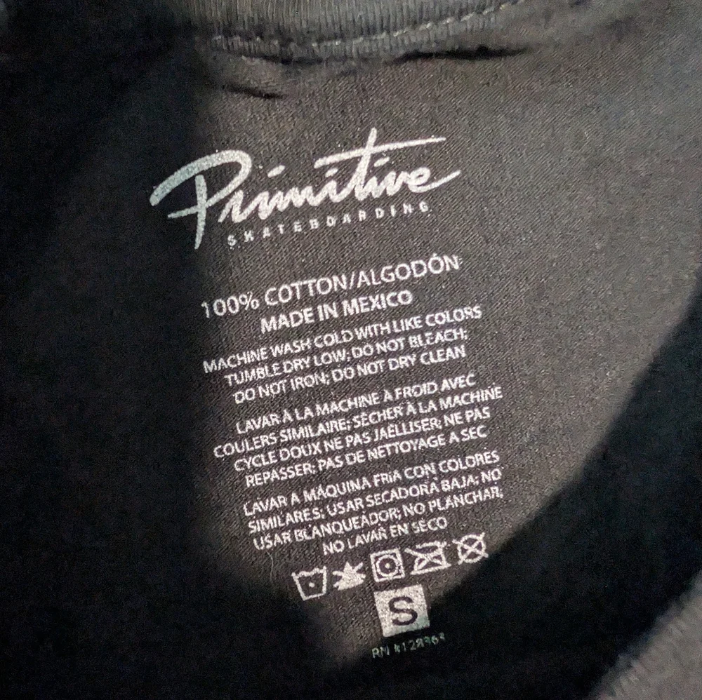 Primitive Worldwide Skateboard Black Blue Graphic Metal Punk Tee Alt Shirt Sz S - Picture 3 of 6